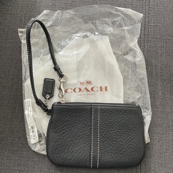 Coach Black Leather Wristlet - Picture 1 of 6